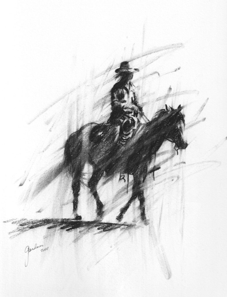 Terry Gardner, Dawn Cowgirl - study art